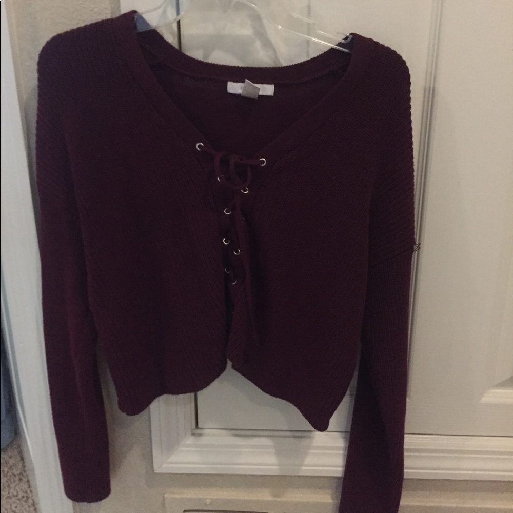 Burgundy Crop Sweater